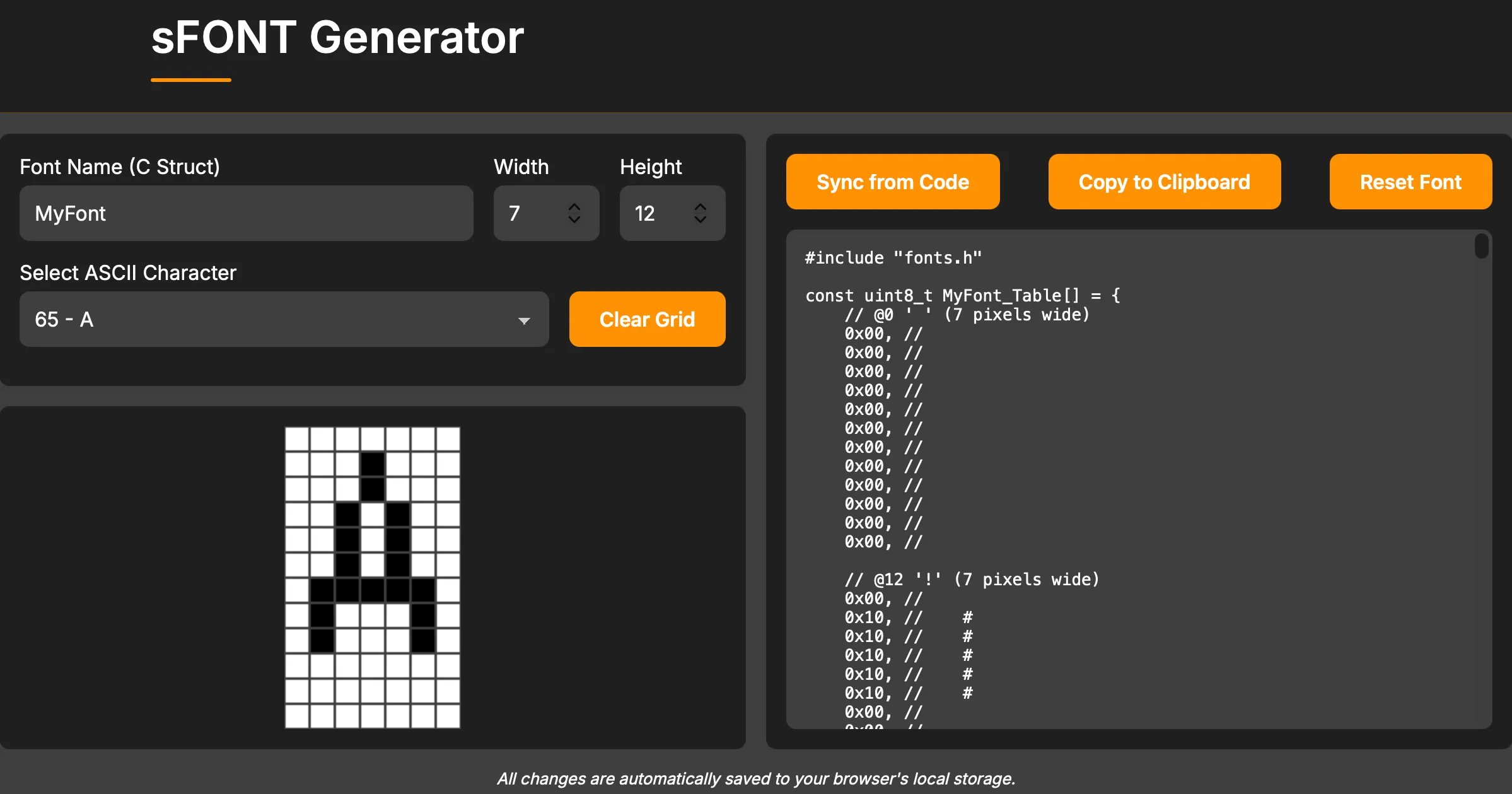 sFONT Editor Interface